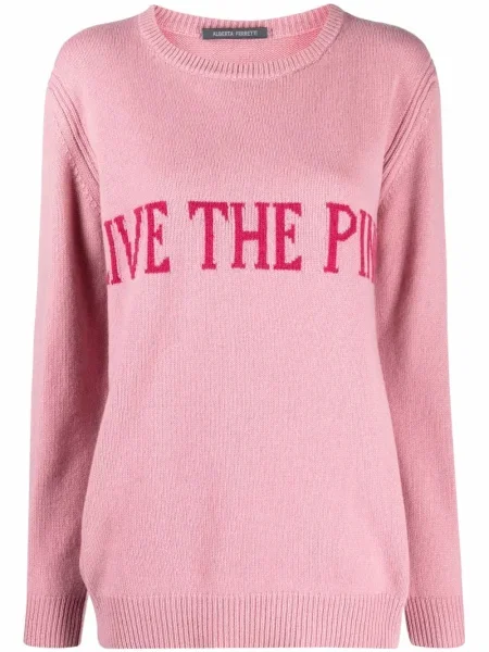 Pulover Alberta Ferretti tricotate cu imagine roz