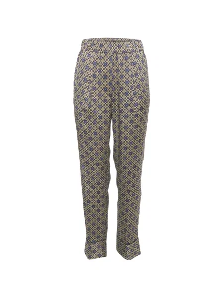 Pantaloni Sandro din satin cu model floral maro
