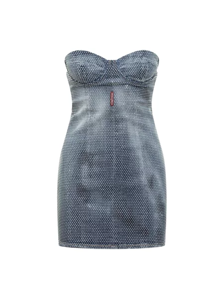 Sukienka jeansowa Dsquared2 z ćwiekami garniturowa niebieska