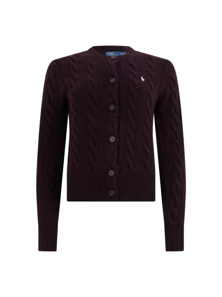 Kardigan rozpinany w kroju regular fit z wełny z domieszką kaszmiru Polo Ralph Lauren fioletowy