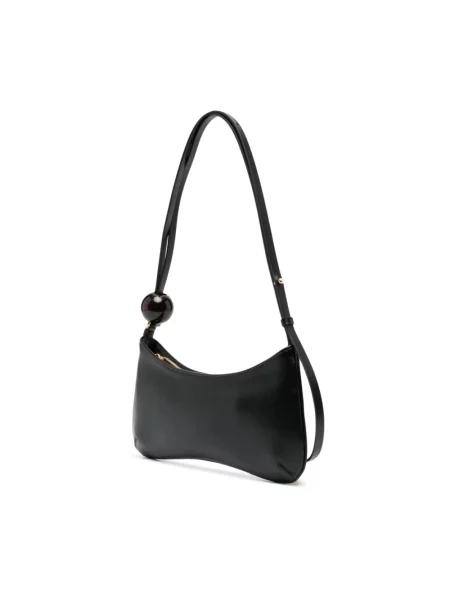 Torebka skórzana Jacquemus z perełkami czarna