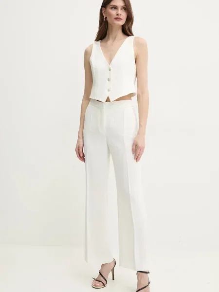 Luisa Spagnoli spodnie proste high waist beżowy