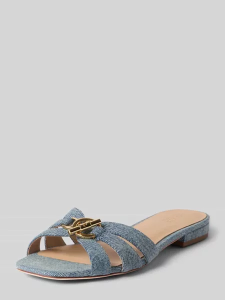 Klapki z denimu model BLAIKE' Lauren Ralph Lauren niebieskie