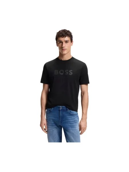 T-shirt o kroju regular fit z czystej bawełny model TE_LOGO' Boss Orange czarna