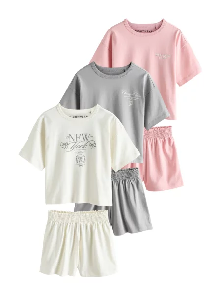 Next Pijamale gri / roz alb