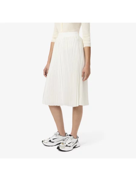 Lacoste Plisowana Satynowa Spódnica Midi biała