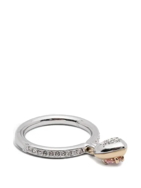 Inel Swarovski cu motiv cu inimi argintiu
