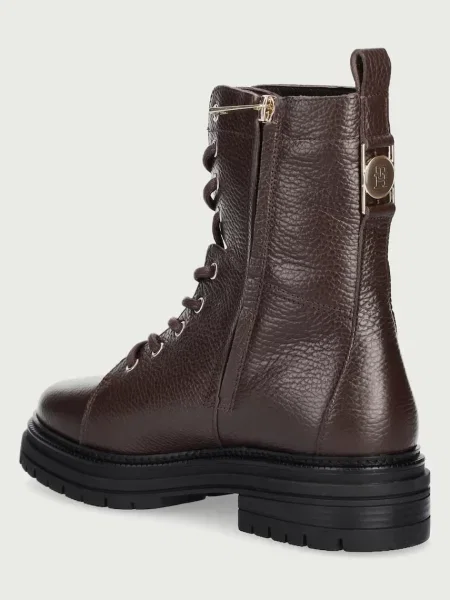 Tommy Hilfiger workery skórzane TH EMBOSS GRAIN LEATHER BOOT brązowe
