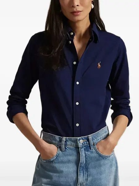 Lanena polo majica Polo Ralph Lauren karirana zelena