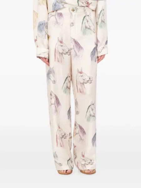 Pantaloni Moschino de mătase cu imagine