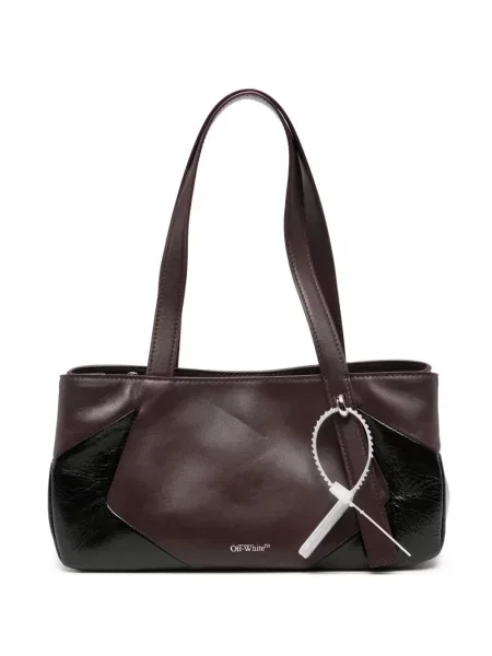 Geantă shopper Off-white din piele alb
