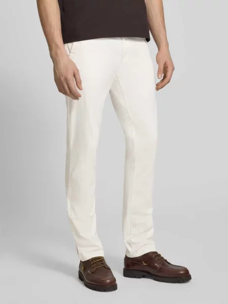 Chinos o kroju slim fit z mieszanki bawełny Boss Orange białe