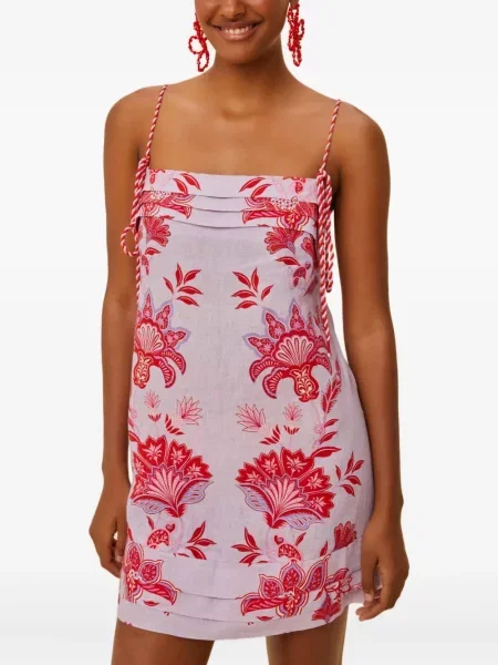 Rochie mini Farm Rio cu model floral de costum violet