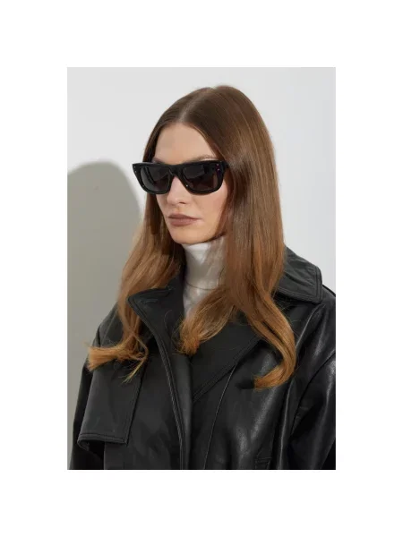 Lniane okulary przeciwsłoneczne Balenciaga czarne