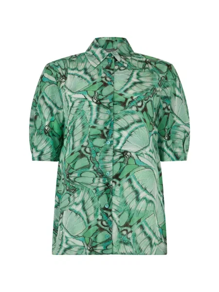 Cămașă Alberta Ferretti de mătase cu imagine verde