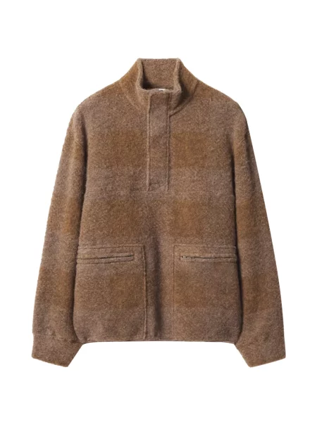 Geacă Maison Kitsune de lână în carouri maro