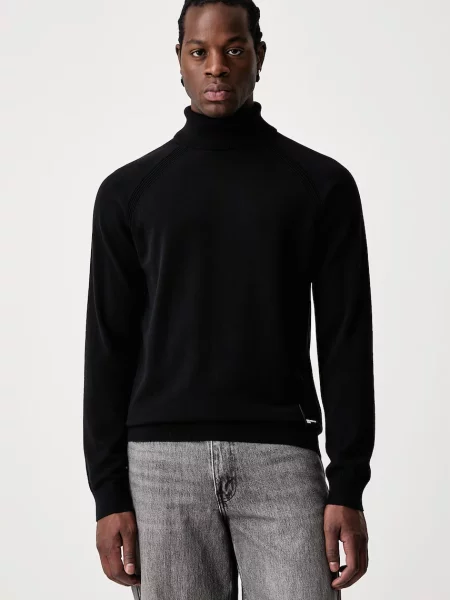 Karl Lagerfeld Jeans pulover cu guler înalt pentru bărbați din negru