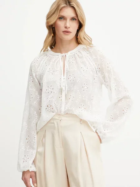 Блуза Guess DANILE дамска с изчистен дизайн бяло