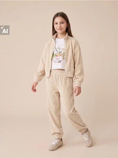 Sinsay Mikina oversized s žebrovanými lemy béžová