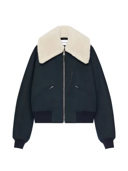 Gulerat geacă bomber Givenchy din piele de oaie albastru