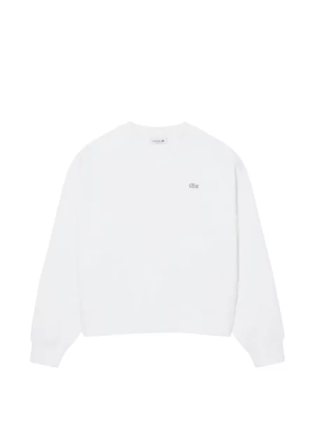 Hanorac crewneck Lacoste cu decolteu rotund cu autograf alb