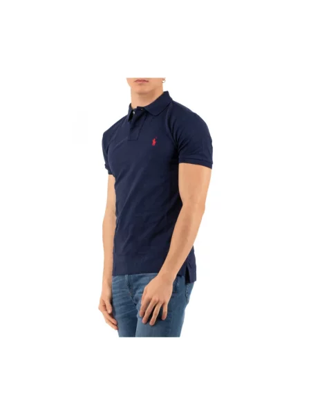 Koszulka polo o kroju slim fit z wyhaftowanym logo Polo Ralph Lauren niebieska