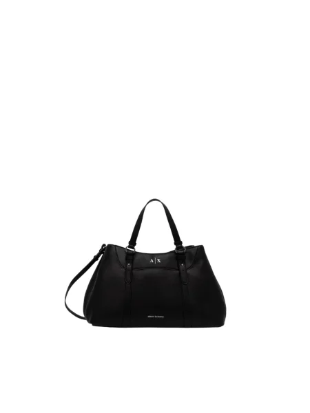 Armani Exchange torebka shopper z imitacji skóry czarna