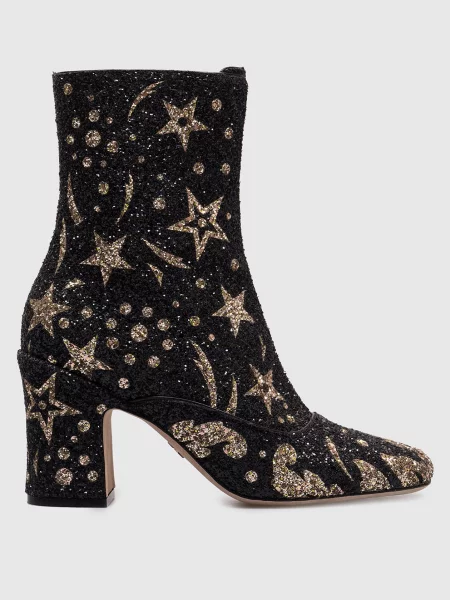 Кожаные ботинки Christian Dior со стразами черные