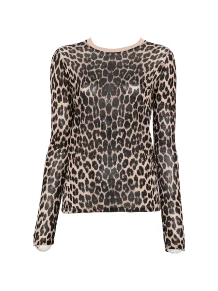Lung tricou Baserange cu imagine cu model leopard
