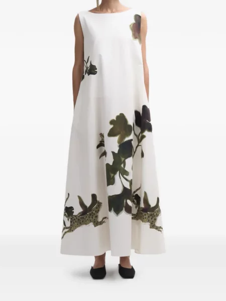 Sukienka Co.go w kwiatki z nadrukiem garniturowa biała