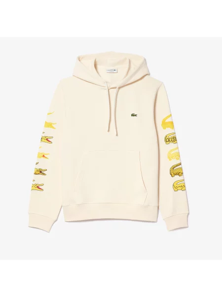 Lacoste Bluza Z Kapturem Contrast Crocodile beżowa