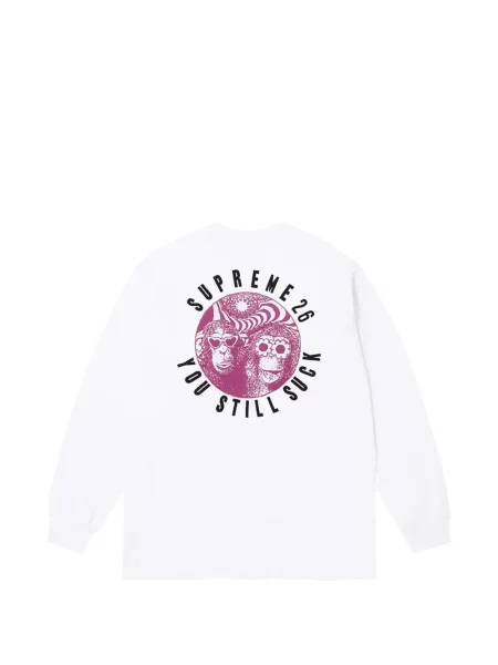 Lung tricou Supreme cu imagine alb