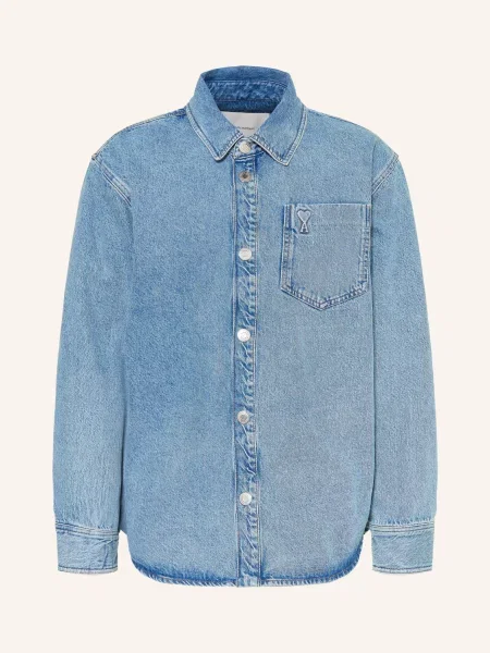 Ami Paris Džínová Košile Slim Fit tmavě modrá