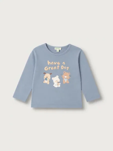 United Colors of Benetton tričko s dlhým rukávom dojčenské modrá