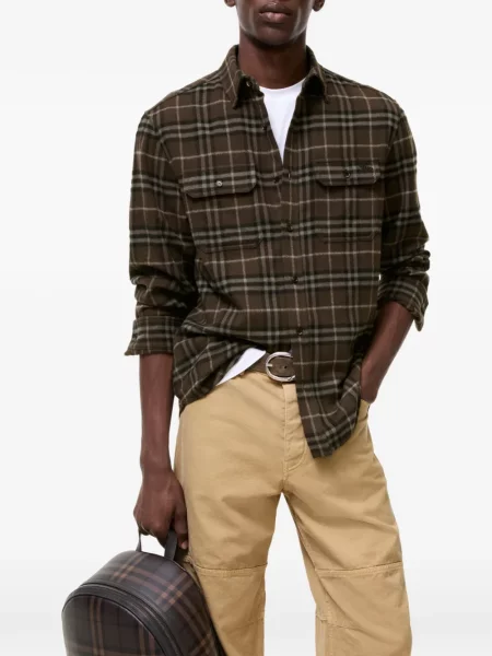 Vilnonė pledinė marškiniai Burberry ruda