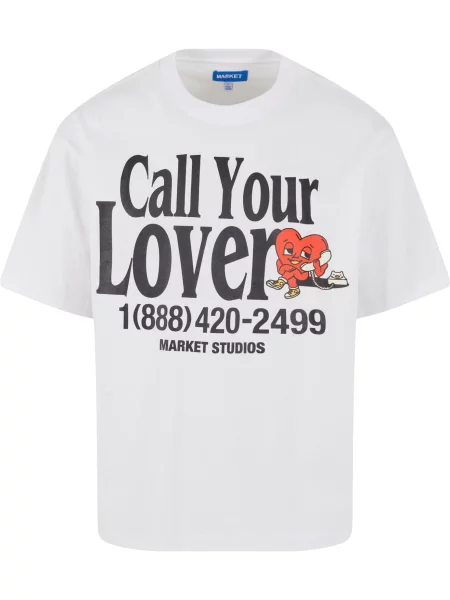 MARKET Tričko Call My Lover červená / černá bílá