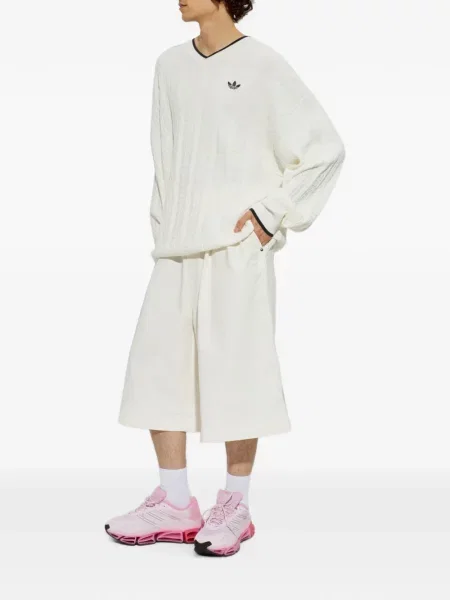 Μακρύς ριγέ τρέξιμο πουλόβερ Adidas μπλε