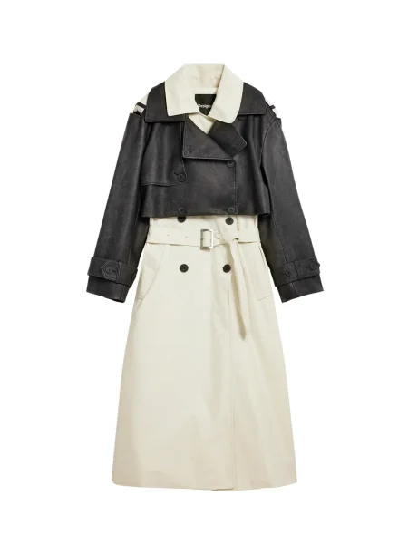 Desigual Palton de primăvară-toamnă negru alb