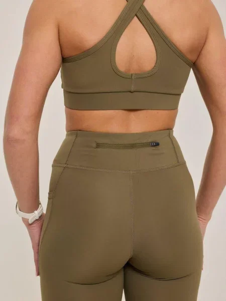 Biustonosz sportowy Elite Crossback o wysokim wsparciu – khaki zielony