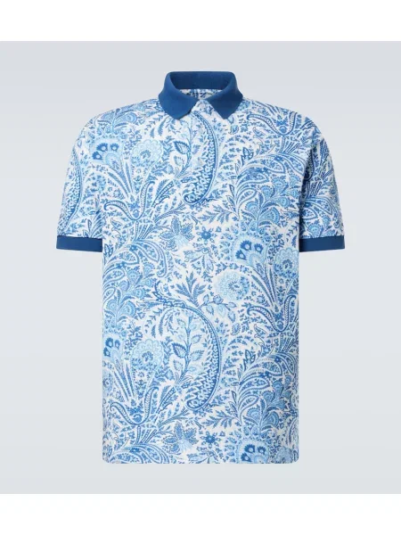 Polo Etro cu model paisley albastru