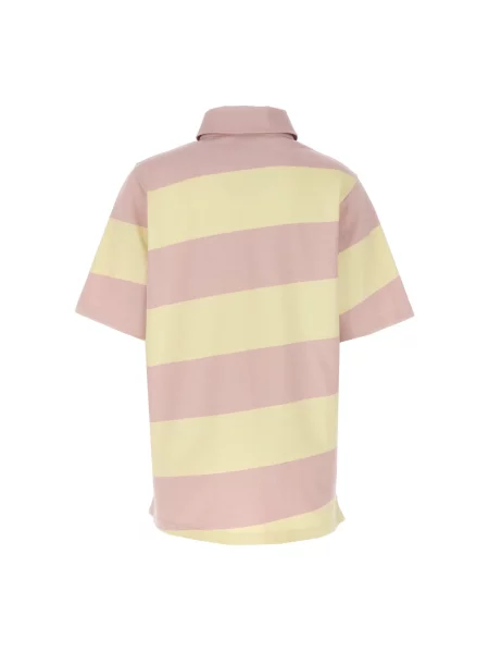 Koszulka polo Burberry w paski z nadrukiem beżowa