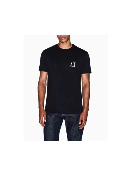 Armani Exchange Koszulki Mężczyzna S Koszulka z Krótkim Rękawem i Okrągłym Dekoltem czarny