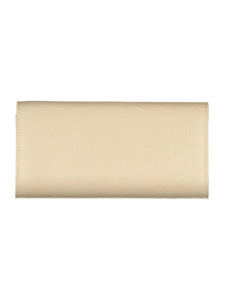 Lniany portfel Valentino Bags z logo elegancki beżowy