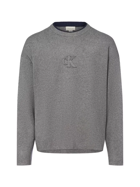 Calvin Klein Jeans sweter z dzianiny Mężczyźni drobna dzianina marmurkowy S szary