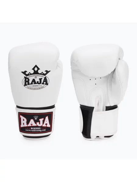Rękawice bokserskie RAJA BOXING Single Semi Leather white białe