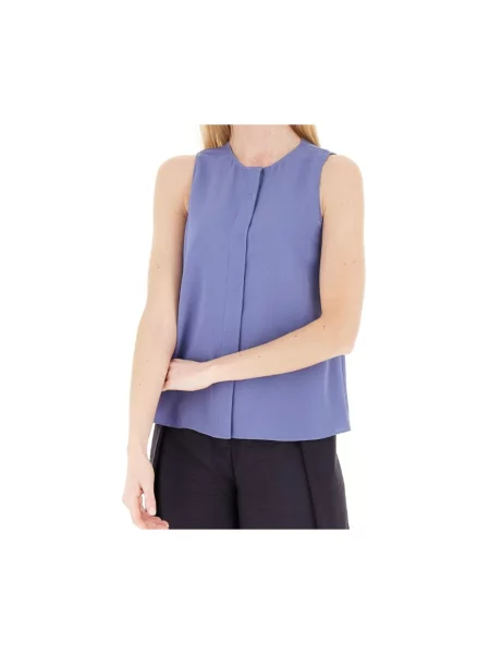 Top Emporio Armani z krepy niebieski