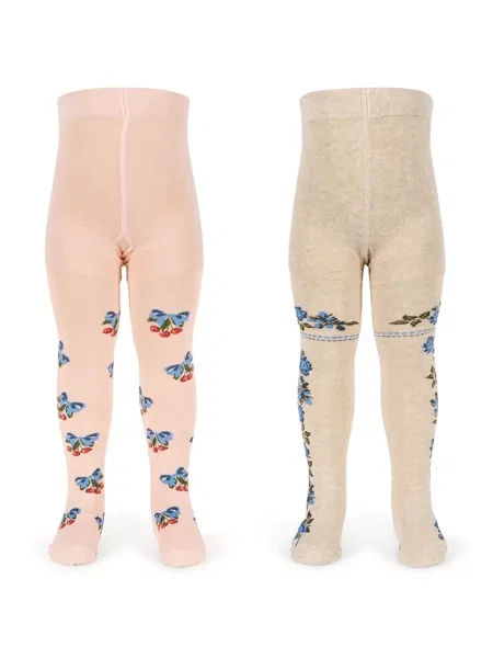 Konges Sløjd Дитячі колготки 2 PACK FLOWER AND CHERRY JACQUARD TIGHTS