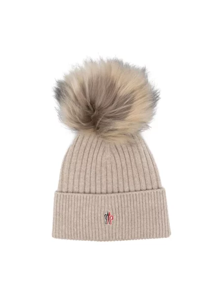 Czapka Moncler z kaszmiru beżowa