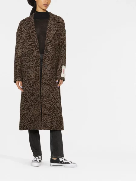 Raštuotas paltas Golden Goose leopardinis juoda