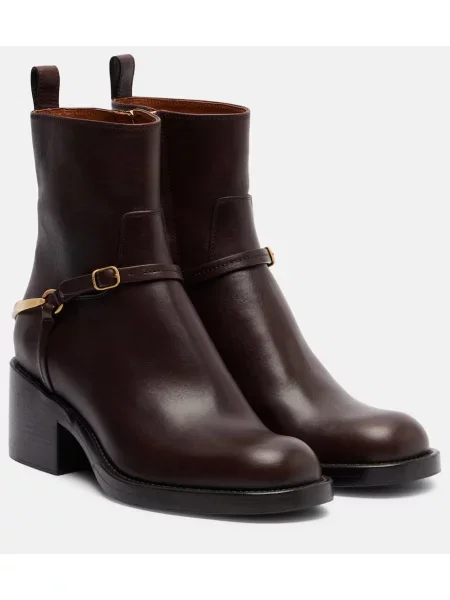 Cizme scurte Chloé din piele maro